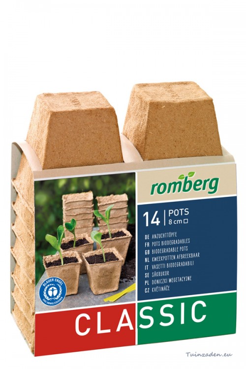 Vierkante cellulose potjes 8cm - 14 stuks Romberg