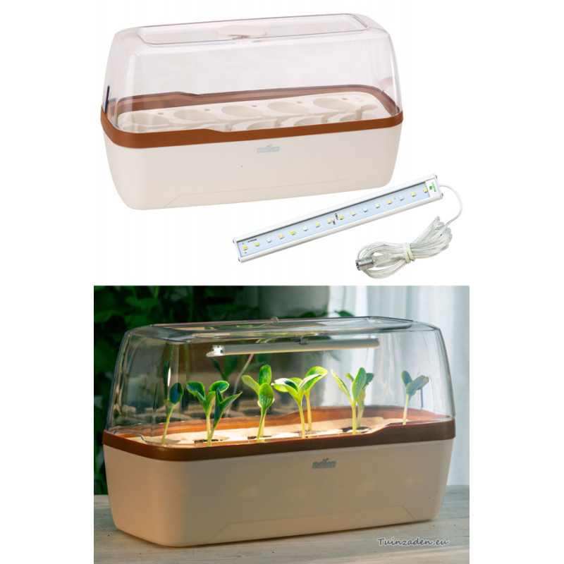 BoQube L kweekkas & LED groeilamp Crème koperbruin Kweekset met kopen? Tuinzaden.eu