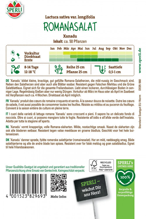 Xanadu Romaine lettuce seeds Romeinse Mini Sla Seeds • Tuinzaden.eu