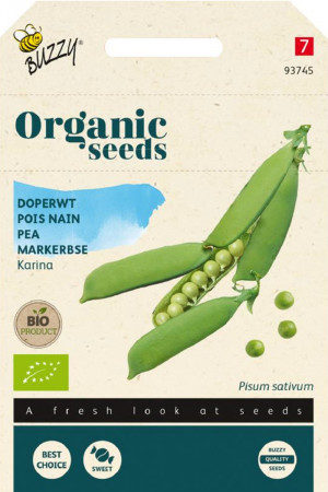 Karina dwarf green peas organic seeds - 50 gram
