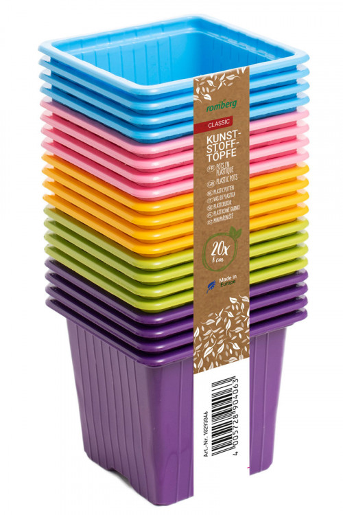 20 Square Grow Pots 8 cm – 5 colours mixed 20 Square Grow Pots 8 cm – 5 colours mixed