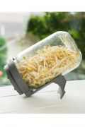 Sprout growing pot with sieve lid and stand