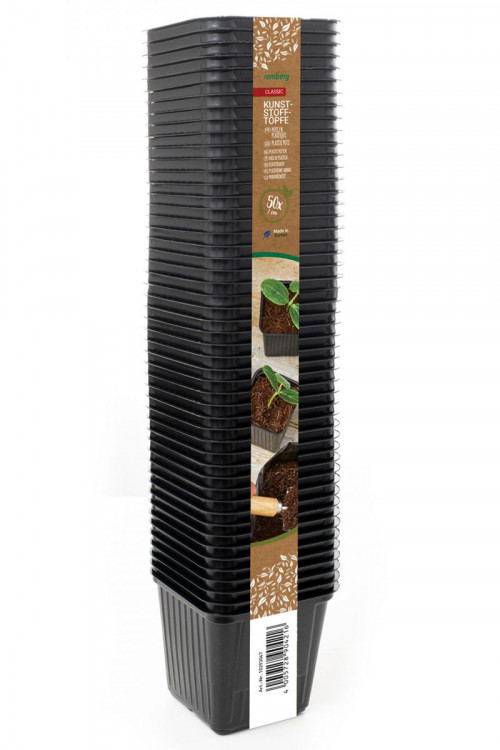 50 Vierkante Kweekpotten 7cm – Zwart Kunststof