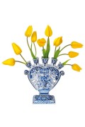 Gele tulpen in Delfts Blauwe Tulpenvaas - Flat Flower