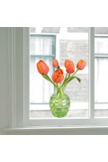 Oranje Tulpen - Flat Flower Raamsticker
